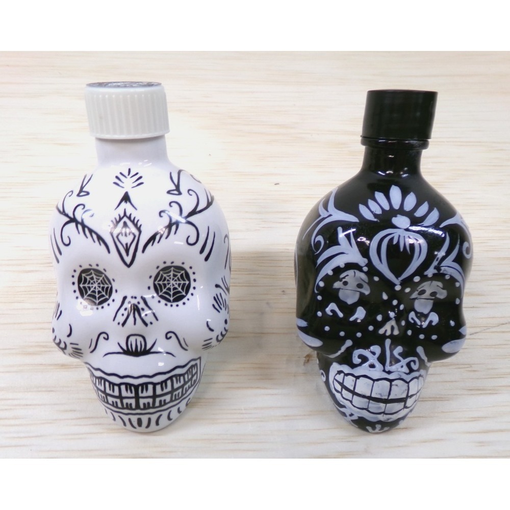 KAH Tequila Empty 50ml Bottles 2012 Lot of 2 Hand‎ Painted Day of the Dead